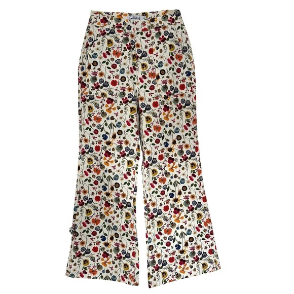 Rachel Antonoff Mike Pant Pressed Flowers Wide Leg High Rise Pants Size 4 - Picture 10 of 14